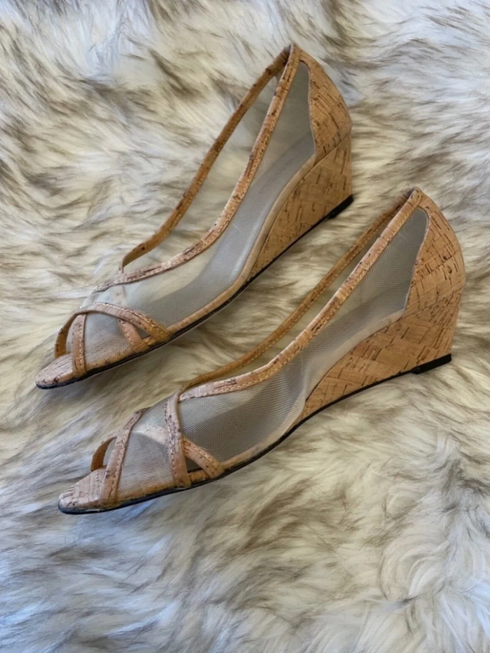 Vaneli Cork Open-Toe Wedges – Size 8.5S 🤎